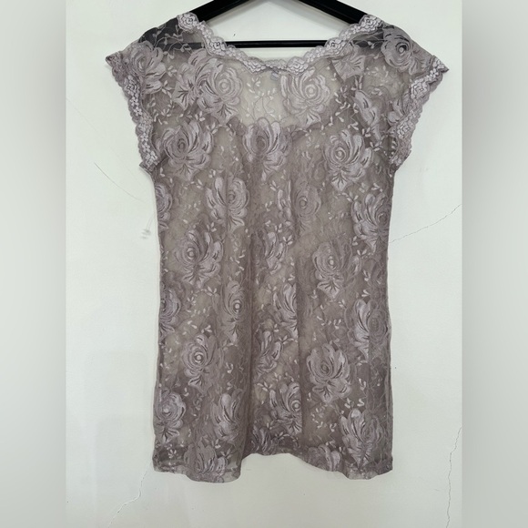 NWOT Women’s Charolette Russe Y2K Inspired Floral Lace Sheer Cottagecore Top - Picture 2 of 9